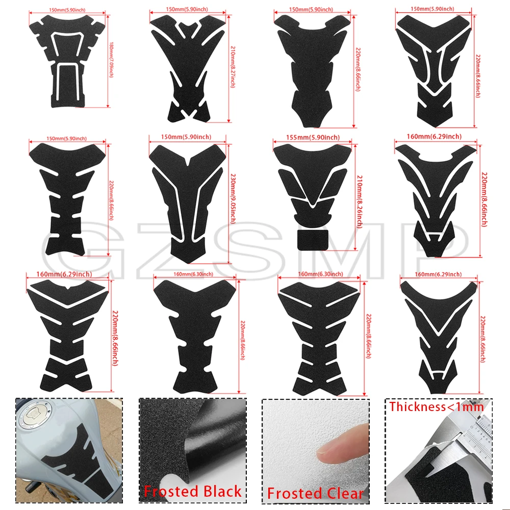 

Transparent /Black Anti Slip Tank Pad Protector Motorcycle Universal fit for Kawasaki Honda CBR Suzuki GSXR Yamaha etc