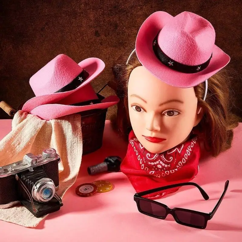 652F Cowboy Hat Headband Party Hairhoop Fashion Cowgirl Hat Headpiece Cosplay Costume Hairband for Adult Festival Headgear