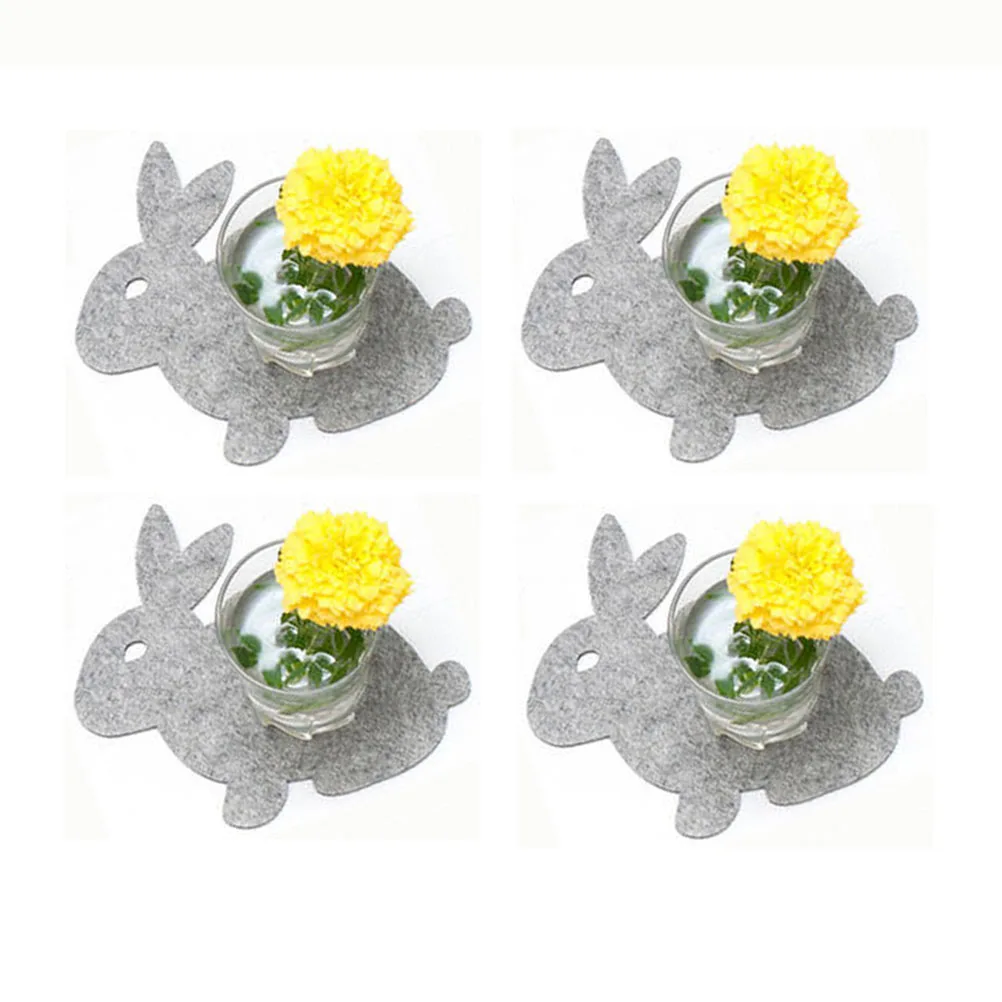 

24 Pcs Grey Rabbit Coasters Dining Cute Animal Decor Easter Table Mats Placemat for Tableware Fabric Pad Roller