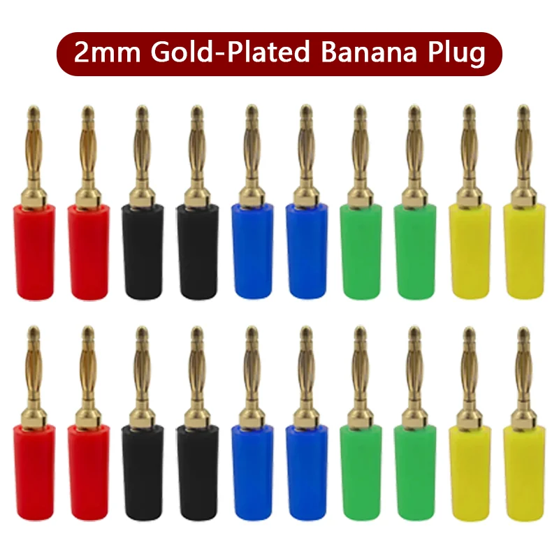 40Pcs 2MM Copper Gold Plated Soldering Banana Plug Electrical Connector DIY Tools