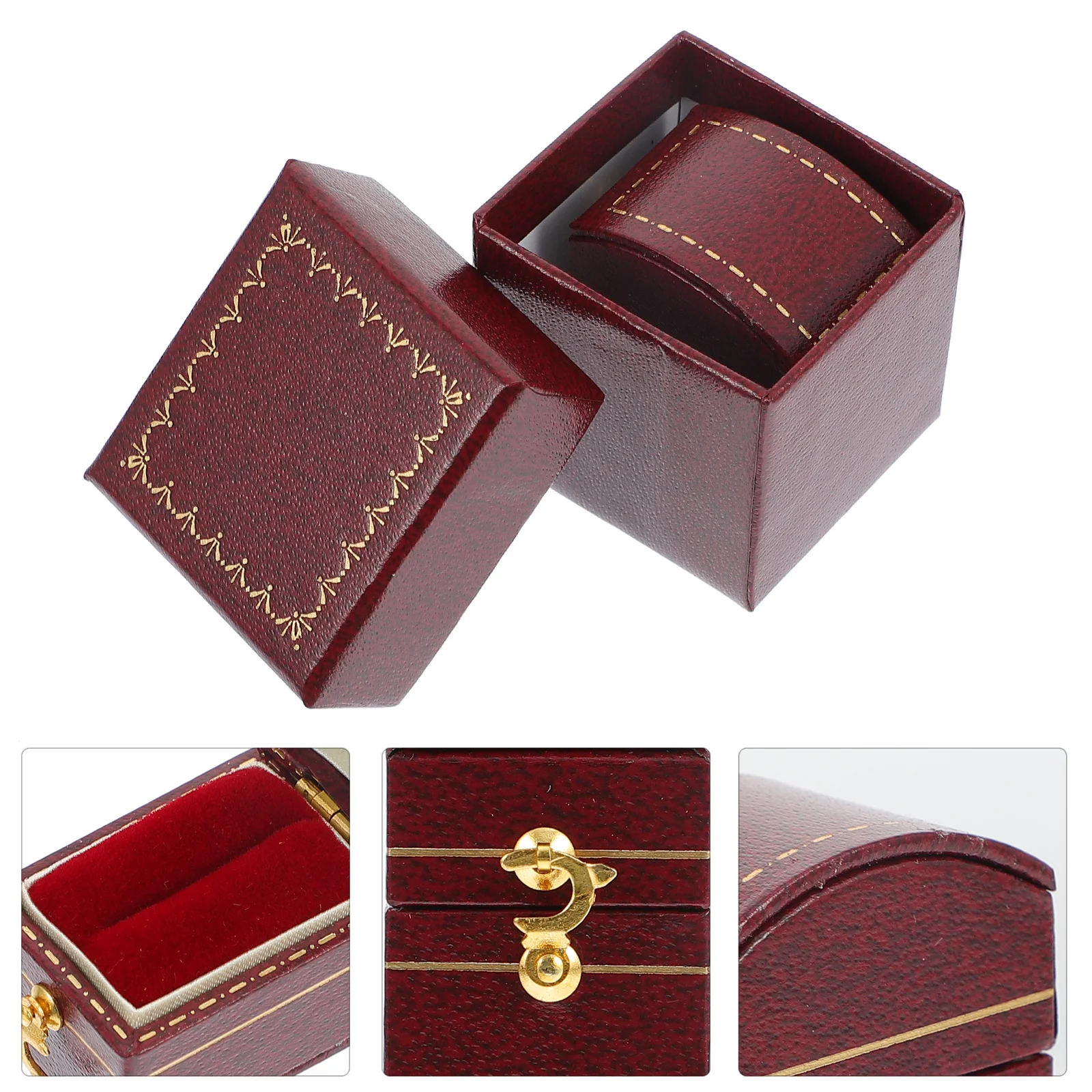 

Square Ring Storage Box Mini Retro Style Creative Jewelry Ring Holder Decorative Case Ideal for Wedding Birthday Anniversary