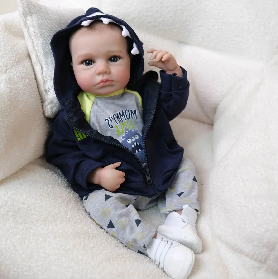 19" ultra-realistische herboren babypop: levensechte pasgeboren met zachte vinylhuid, handgeschilderde aderen, hoogwaardig peuterspeelgoed