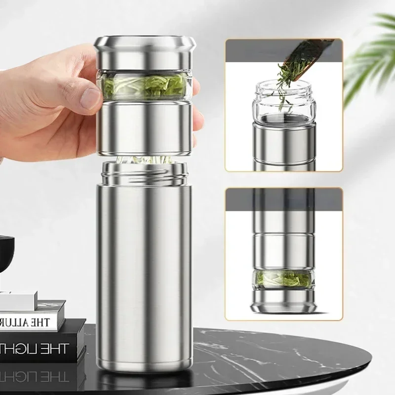 FANJANE 500ml Thermos Bottle Insulated Cup for Men Women Office Business 316 Stainless Steel Portable Tea Water Separation Cup