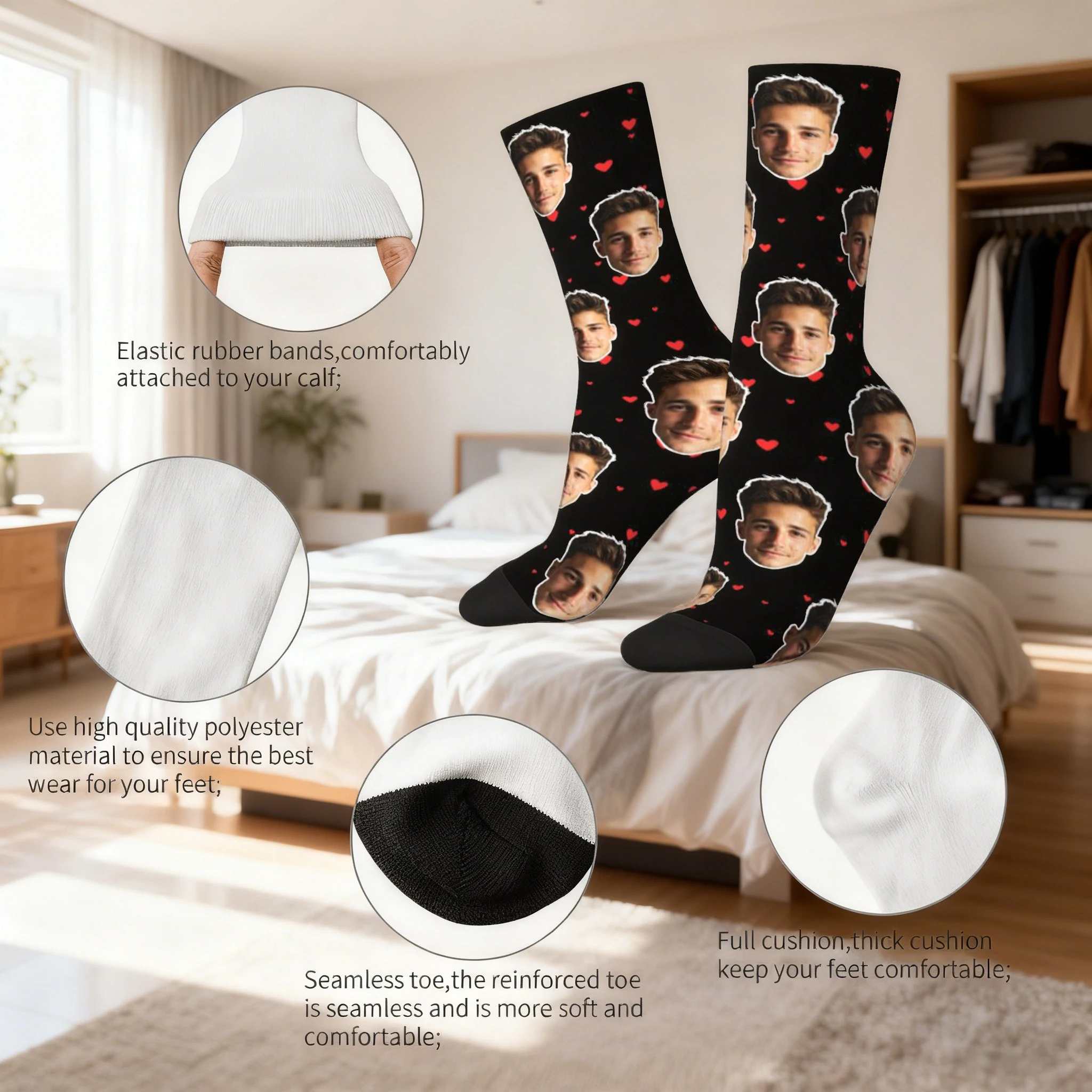 Calcetines personalizados en forma de cara Calcetines personalizados unisex Calcetines con imagen personalizada Calcetines con fotos Calcetines personalizados como regalo