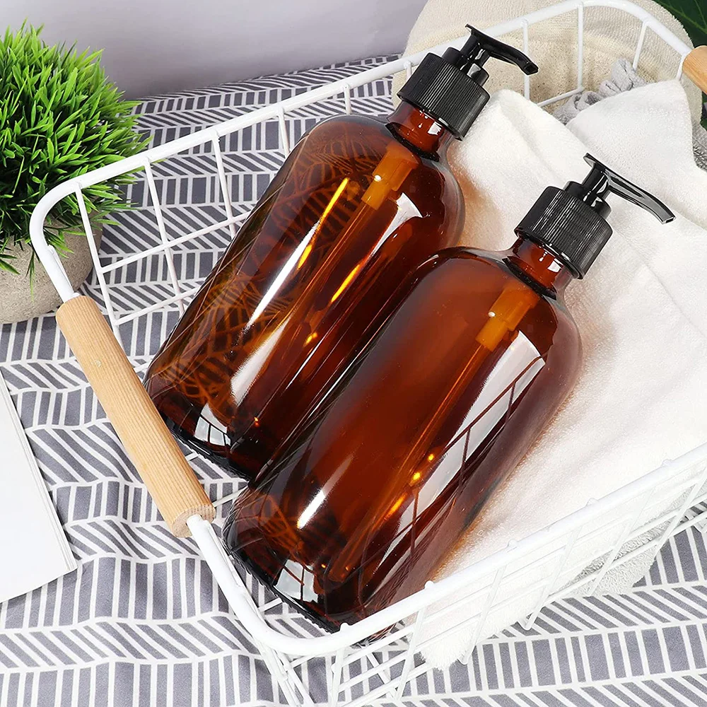 

300/500ml PET Liquid Soap Bottle Brown Bathroom Shower Gel Refillable Bottle Shampoo Shampoo Conditioner Lotion Press Dispenser