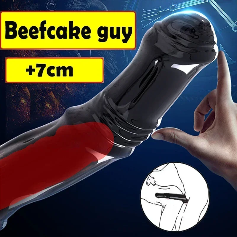 Reusable Adult Penis Extender Enlargement Condom Penis Sleeve Extension Cock Ring Horse Dicks Delay Ejaculation Sex Toys For Men