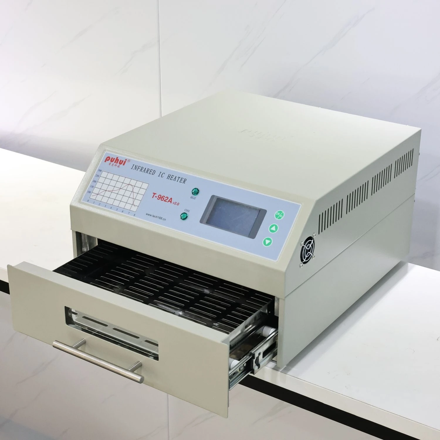 

Puhui Reflow Oven T-962A V2.0 1500w Mini Desktop Reflow Oven 300*320mm Infrared BGA SMD SMT Rework Station