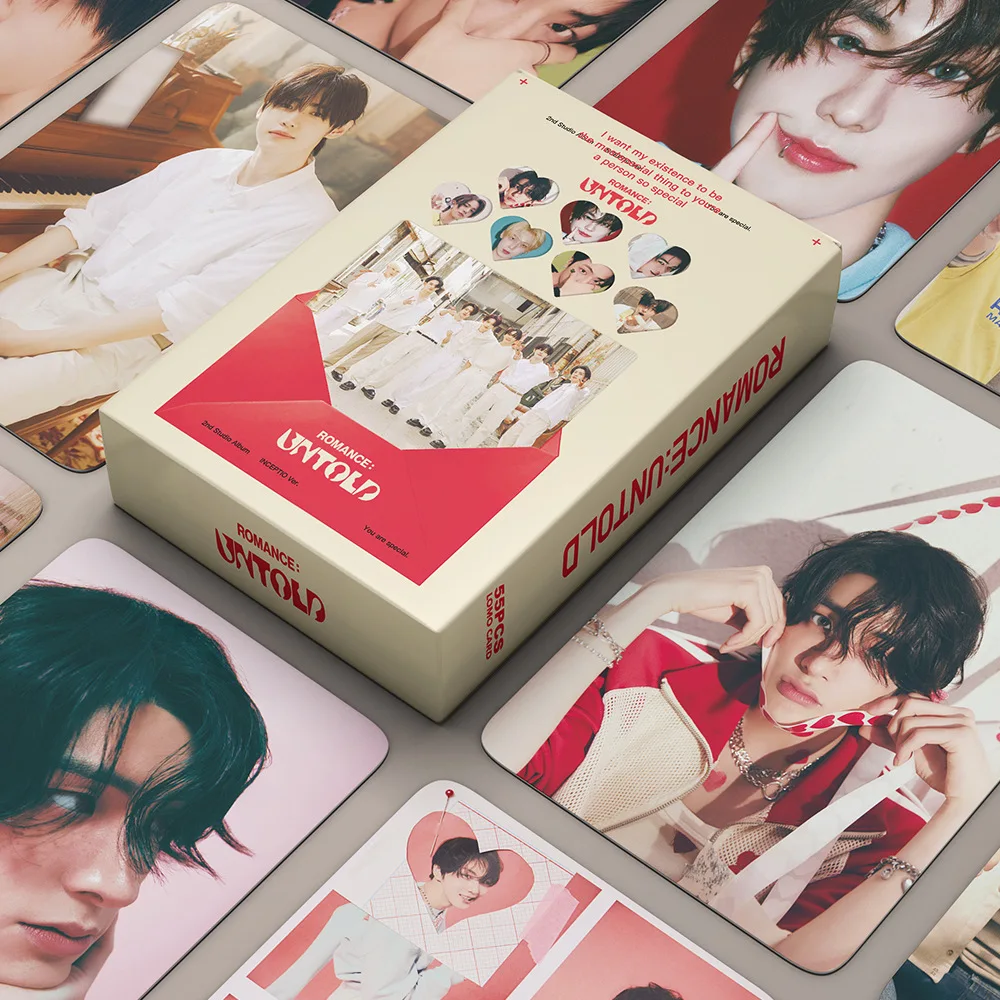 55Pcs Kpop Boys Idool Nieuw Album Romance: Onnoemelijke Lomo Card Fotocards Hoge Kwaliteit Dubbelzijdige Print Ansichtkaarten Fans Collectie