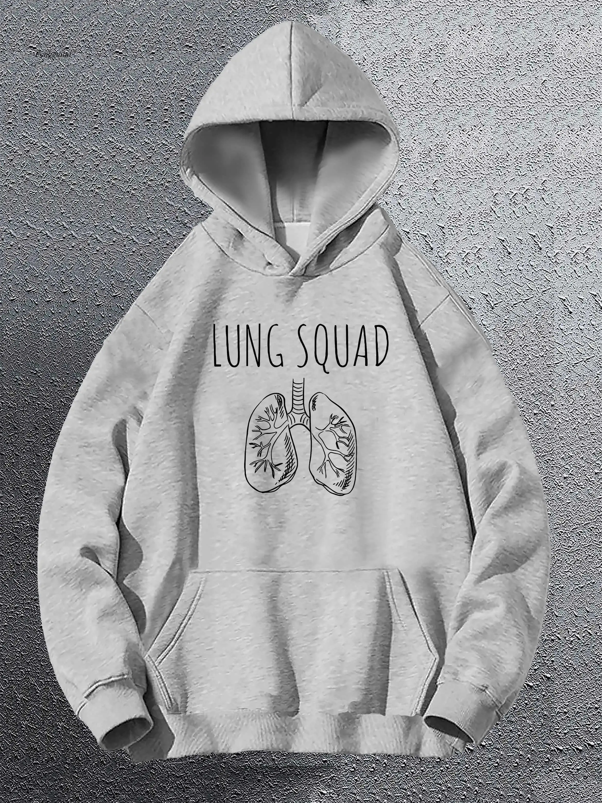 

Lung Squad Print Hoodie, Cool Hoodies For Men, Casual Pullover Hooded Sweatshirt With Kangaroo Pocket