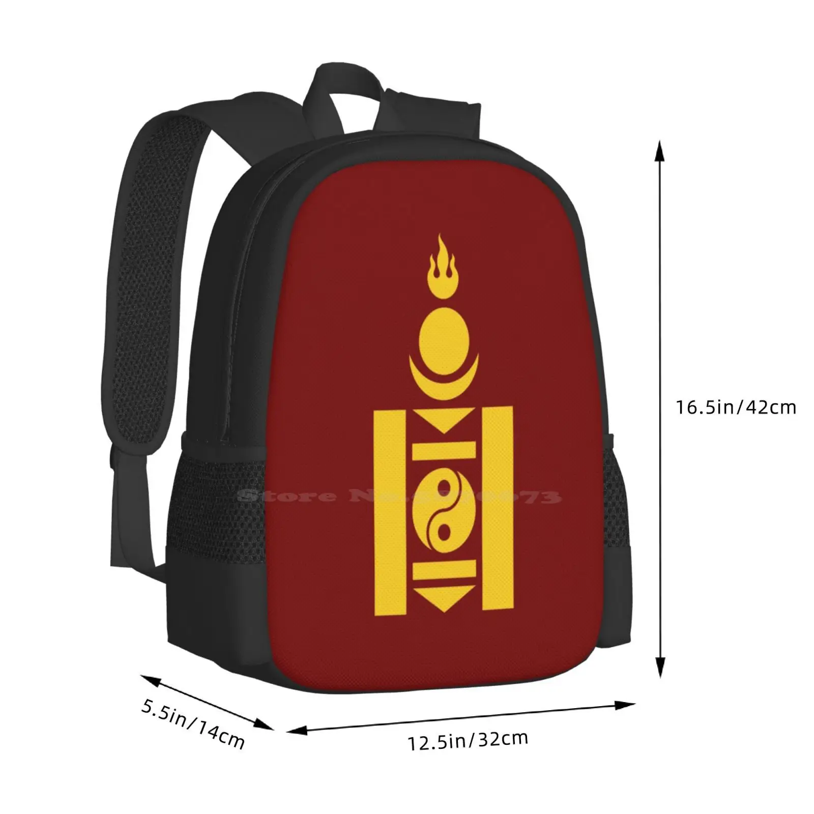 Mongolian Soyombo Bag Backpack For Men Women Girls Teenage Mongolian Soyombo Soyombo Ornament Mongolian Ornament Mongolia