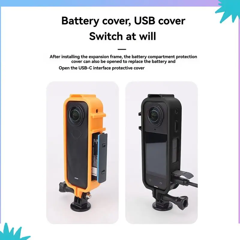 Casing Pelindung ABZW untuk Casing Insta360 X5 Braket Pemotretan Kamera Aksesori Kamera Braket Pemotretan Lanskap Oranye