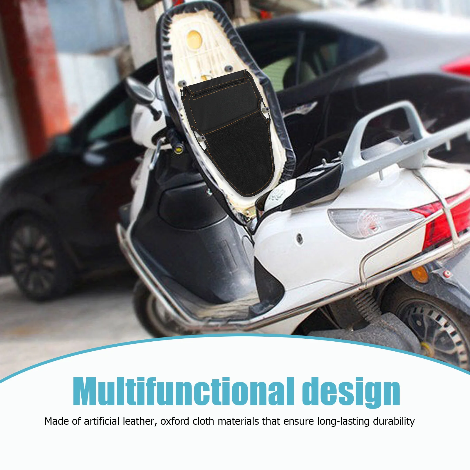 

Motorcycle Under Seat Bag Durable Artificial Oxford Cloth Multifunctional Internal Compartments Secure Fastening