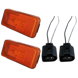 2Pcs 24V LED Side Lights For Scania P G R Truck Signal Lamp Amber With 2Pin Connector Socket
