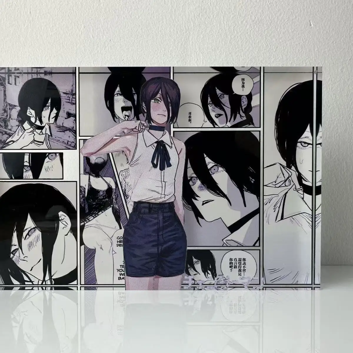 أنيمي بالمنشار رجل Reze الاكريليك الطوب سطح المكتب زخرفة الكرتون الشكل شفافة الاكريليك سطح المكتب الديكور لعب الصبي الهدايا #4