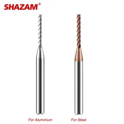 SHAZAM HRC60 Tungsten Steel Carbide Extended Deep Groove Milling Cutter 1/2/2.5 Blade Length 6/8/10/12/15 Aluminum/Steel Tools