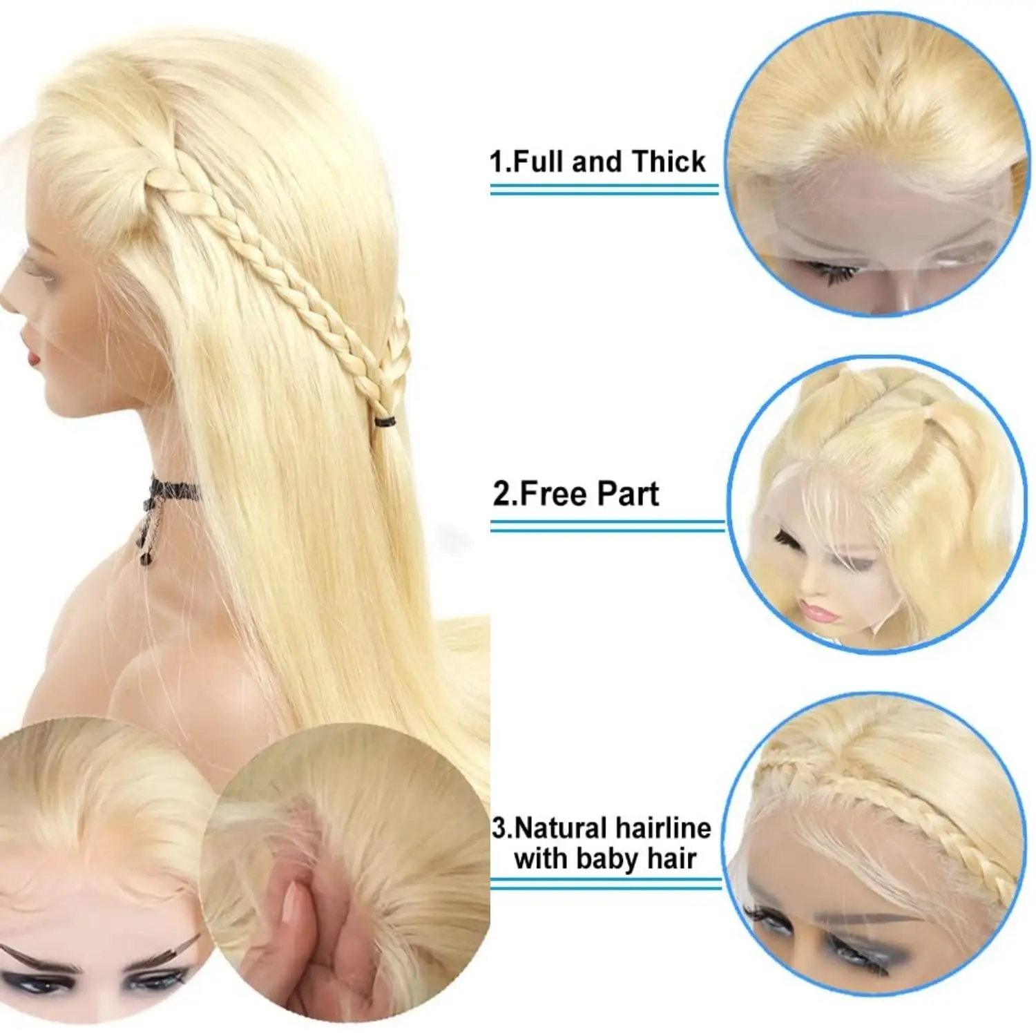 Blonde 613 Straight 13x4 13x6 Hd Transparent Lace Frontal Wig 30Inch 200 Density Brazilian 100%Human Hair Lace Front Colored Wig image 5