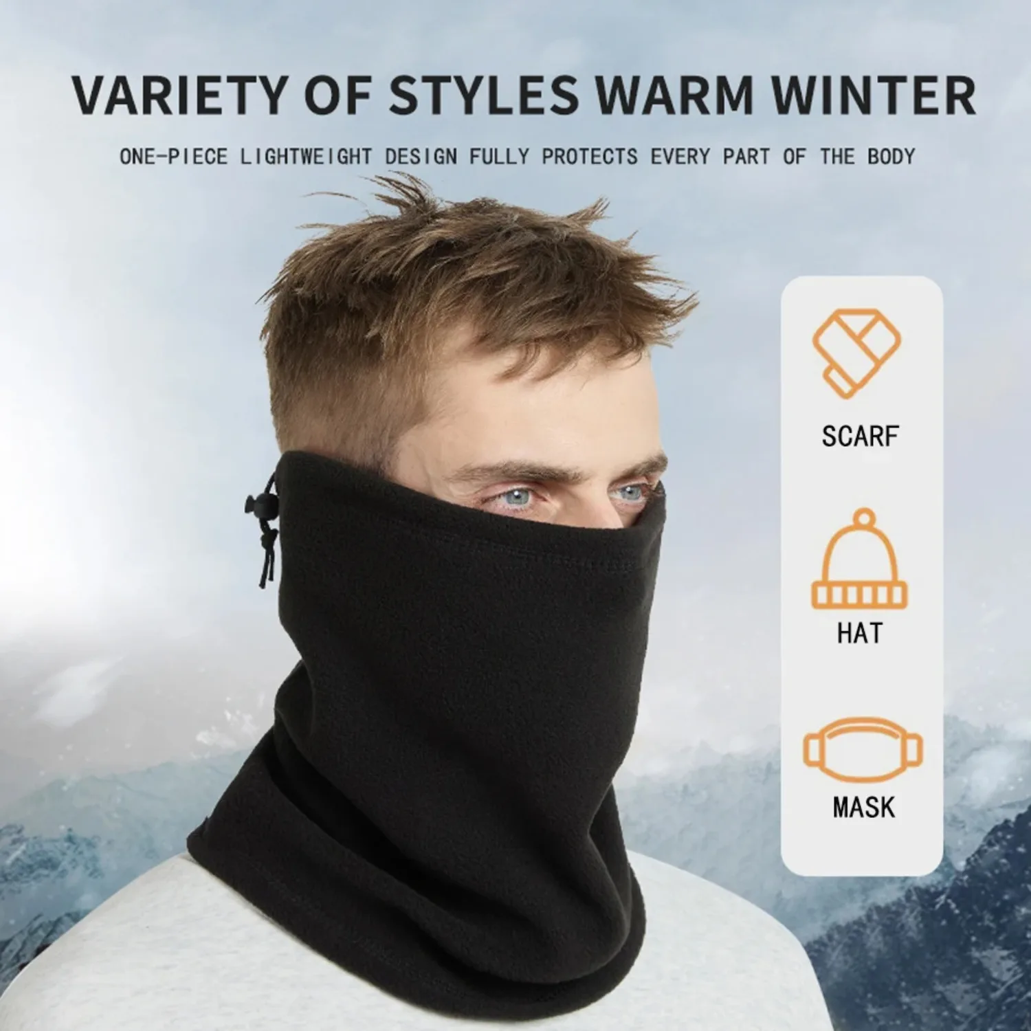 

Men'S Thermal Neck Gaiter,Heavy-Duty Windproof And Warm Face Mask,Soft Fleece Lining,Breathable Knit, Suitable for Cycling
