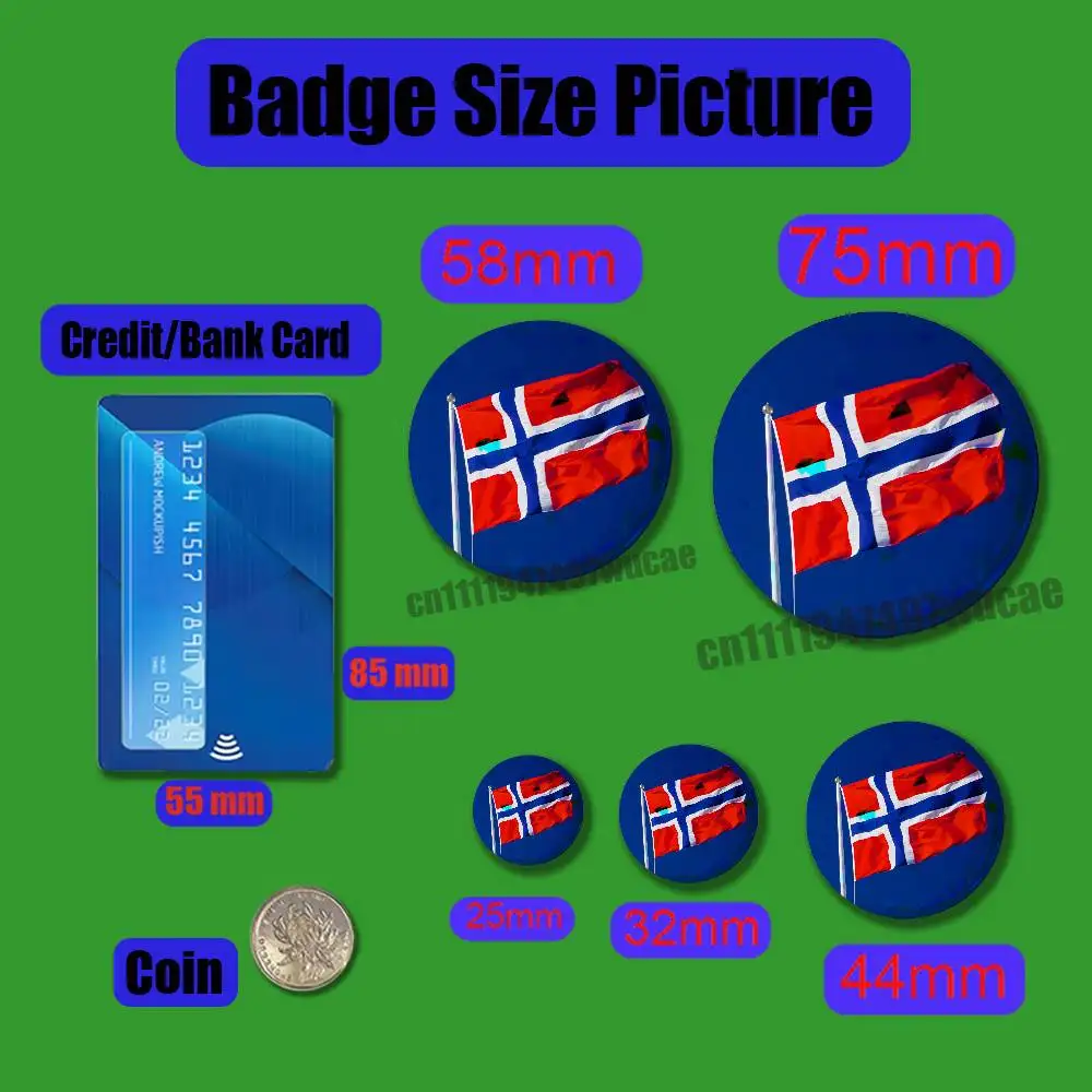 For Norway Passport Flag Logo Badge Case Custom Pin Insignia Emblem Round Brooch Button Cosplay Laser Cover