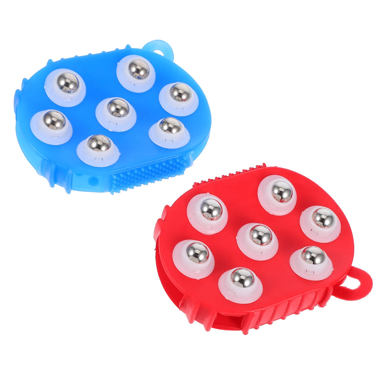 2Pcs Manual Roller Massager Set 4-Sided Bead Brush Head for Shower Bath Arm Leg Back Neck Facial Massage Portable Lightweight