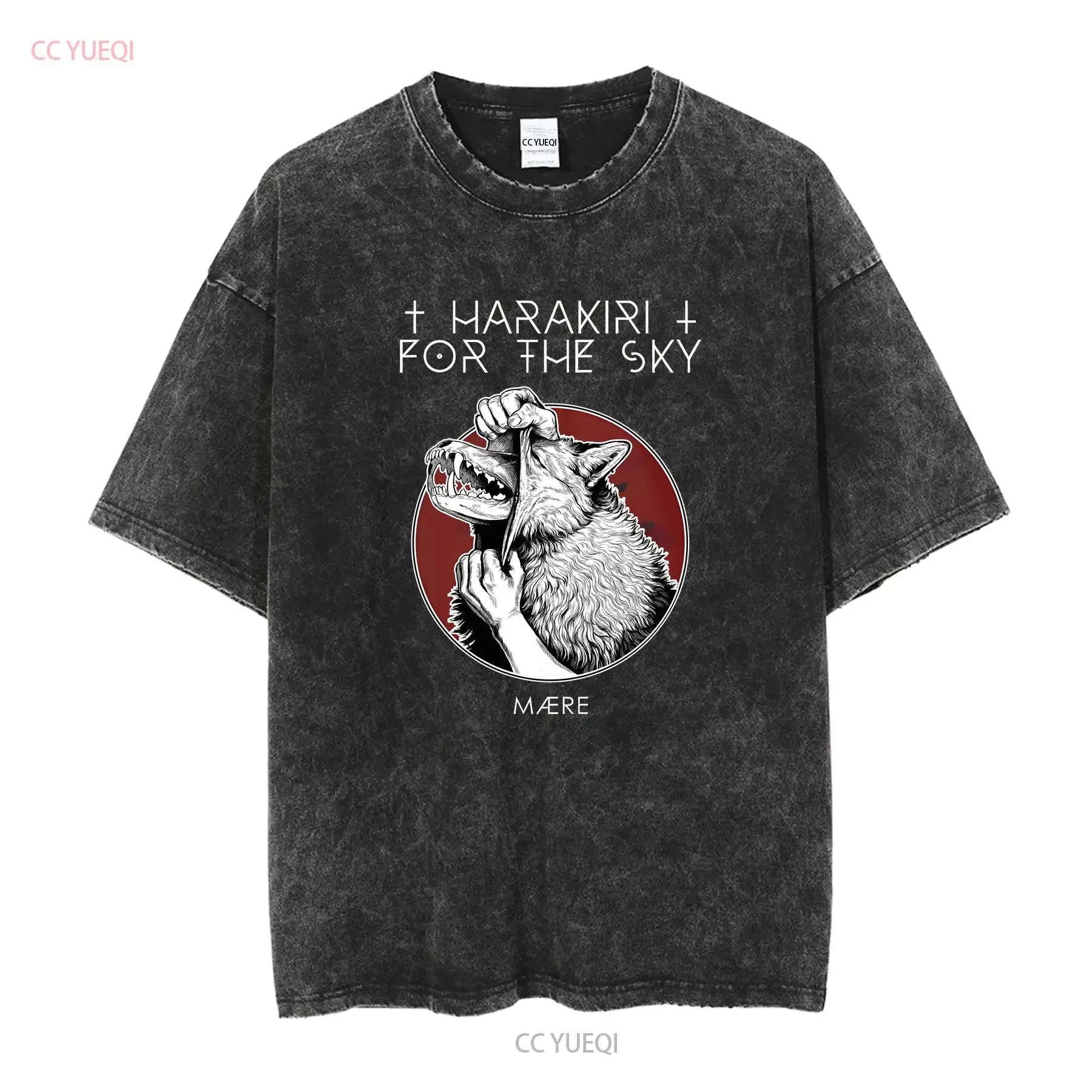 Harakiri For The Sky Mære Black T Shirt OFFICIAL vintage Washed streetwear Stylish homme Versatile graphic Breathable Stretched