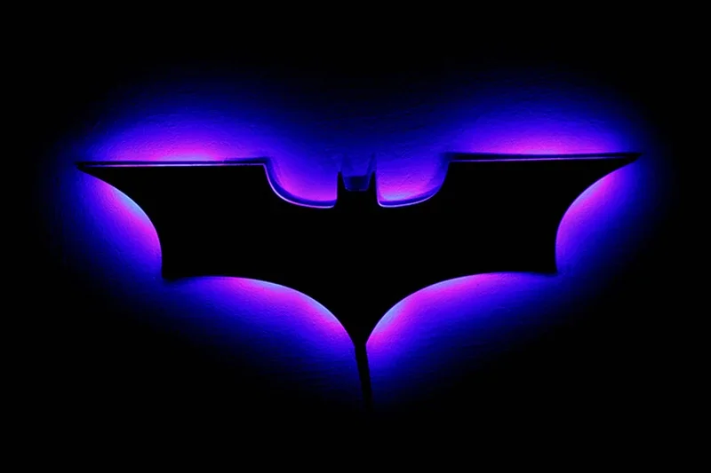 Luce Al Neon LED A Forma Di Pipistrello – Insegna Decorativa Per Halloween, Blu, Alimentazione A Batteria (non Incluse), 30 Cm. - 5