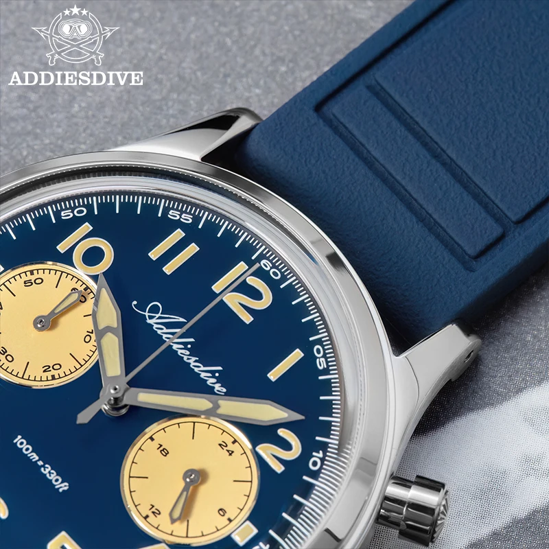 ADDIESDIVE 2025 Nuovo Orologio Da Uomo In Acciaio 316L Bubble Specchio di Vetro AD2516 Super Luminoso 100m Diving VK64 Cronografo Al Quarzo Orologio