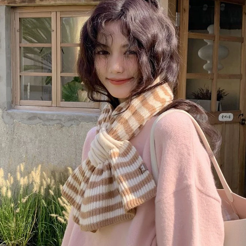 

Полосатый шарф с крестом, женский осенне-зимний корейский ленивый пуловер, шерстяной шарф, универсальный модный шарф