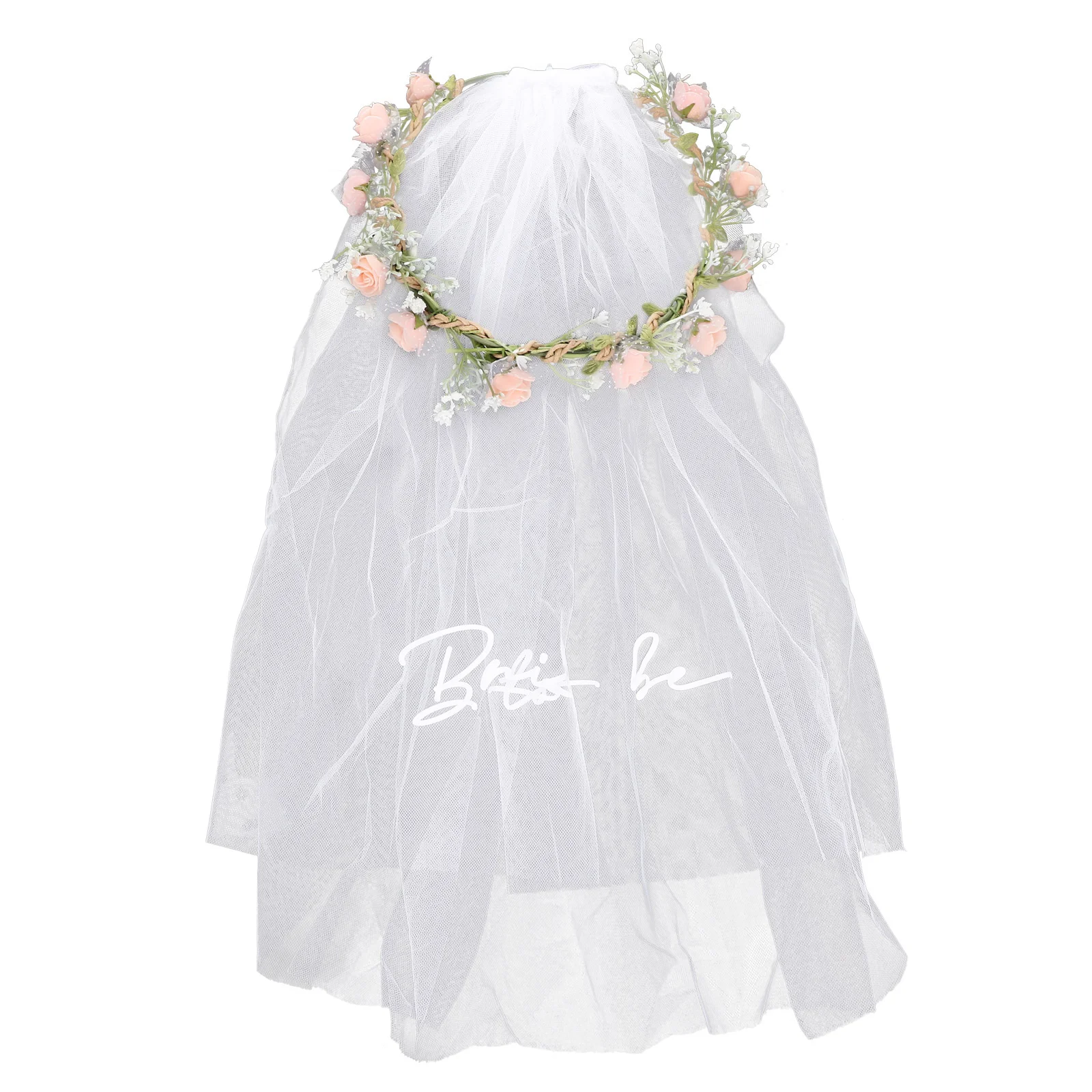 

Wedding Veil Garland Child Bride Dress Flower Crown with Mesh Bridesmaid Gifts Headband