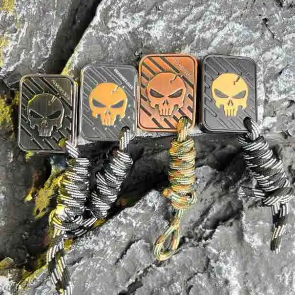 KK Skull Fingertip Gyro Push Slider Fidget Toy Hand Spinner Office Stress Relief EDC Push Poker Push Card Metal ADHD Autism Toys