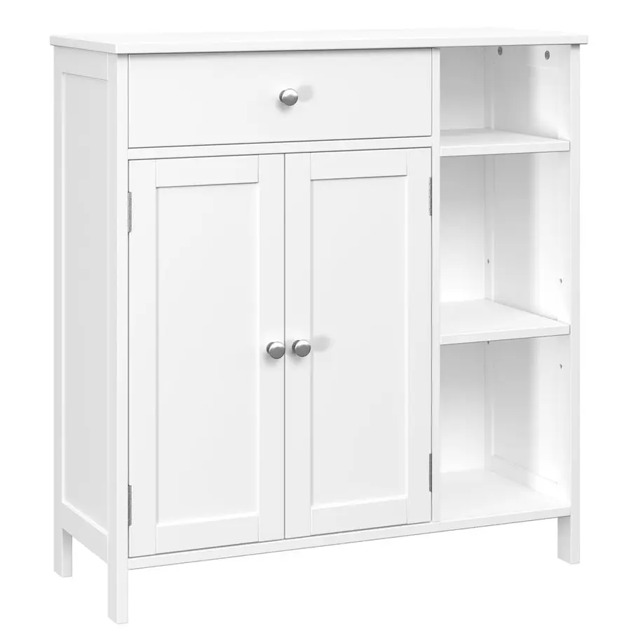 Bathroom Floor Cabinet with Drawer, Floor Storage Cabinet with Doors amp Adjustable Shelves, Freestanding Kitchen Cabinet with 3