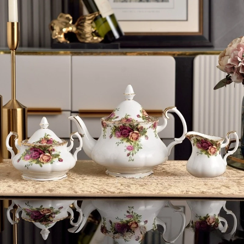 

Retro Vintage Rose Coffee Tea Set Porcelain Ceramic Cup Saucer Sugar Bowl Creamer Milk Jug Plate Dinnerware Service Collection