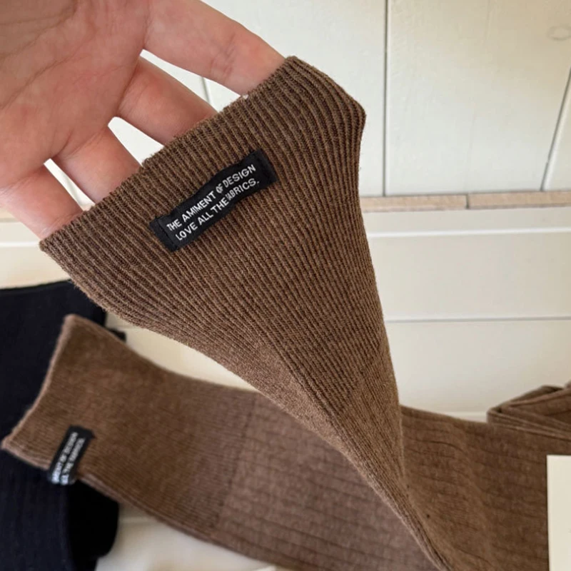 

Однотонные носки до середины икры, корейские женские модные повседневные хлопковые гольфы, мягкие дышащие модные простые длинные носки