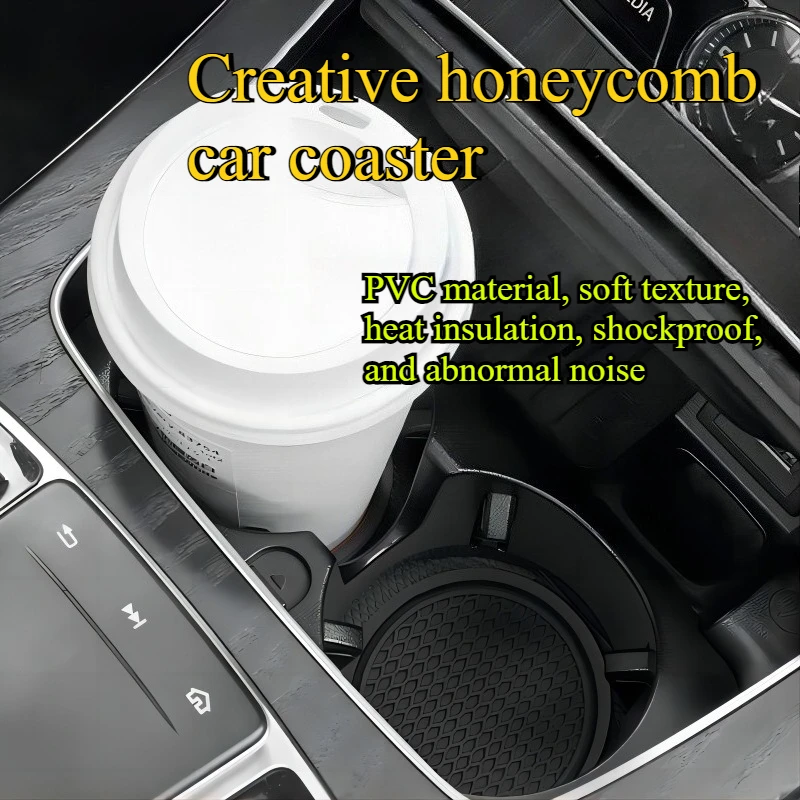 2pc car cup holder anti-slip mat, creative mesh honeycomb design, car coaster universal for most cup car interior accessories