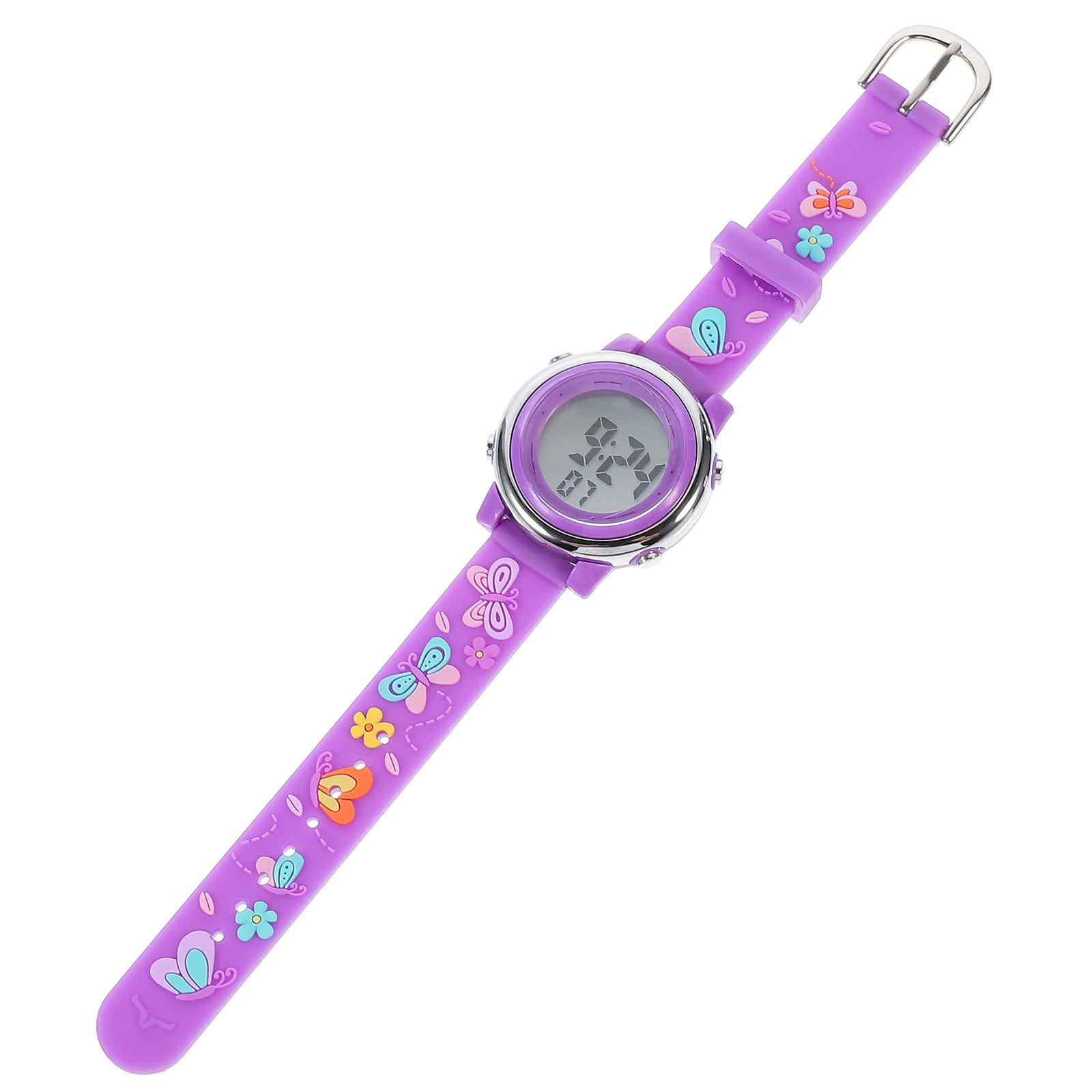1 pc Waterproof Watch Purple Led Wristwatch For Durable Students Gift Butterflies Design School Outdoor Timepiece