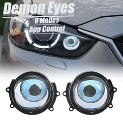 2024 New Dynamic 3 Inch Devil Eyes Lens Lights for 12v Car WIFI Control Eyes Retrofit Kits Headlight Assembly Auto Accessories