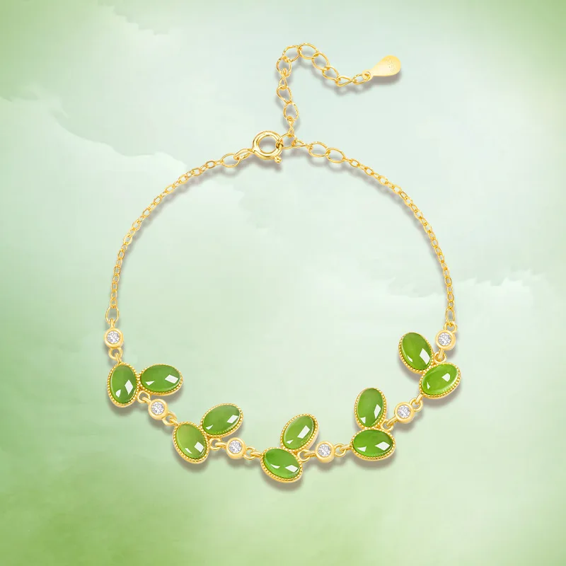 

Натуральный высококачественный старый материал Хотан Нефрит яшма яйцо лапша браслет S925 серебро инкрустированный нефритом женский модный элитный подарок