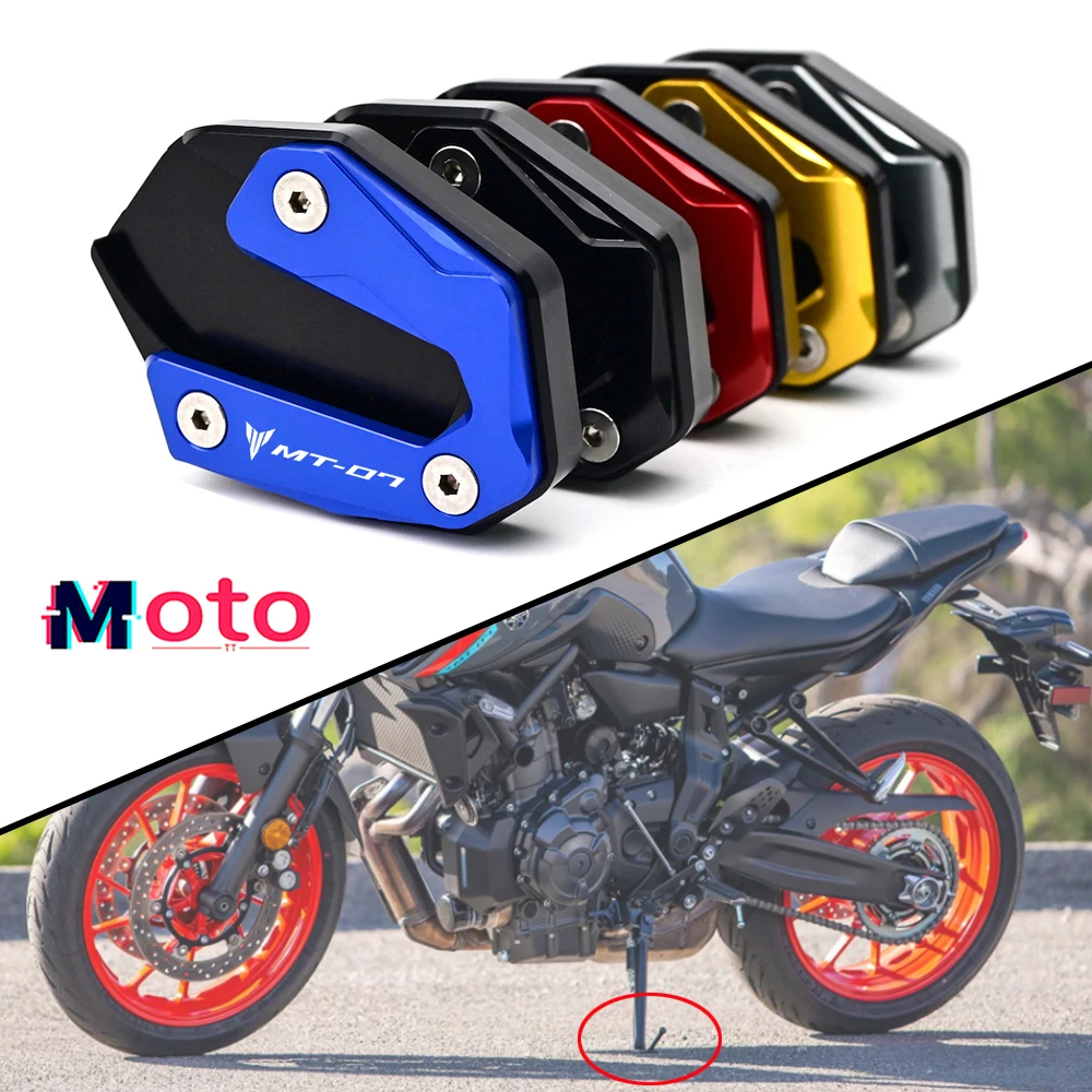 For YAMAHA MT07 2022 2023 MT-07 2014-2024 2021 Motorcycle Accessories Kickstand Foot Side Stand Enlarger Pad & Tire Valve Cap