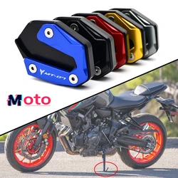 YAMAHA MT07 için 2022 2023 MT-07 2014-2024 2021 motosiklet aksesuarları Kickstand ayak yan standı büyütücü ped ve lastik vana kapağı