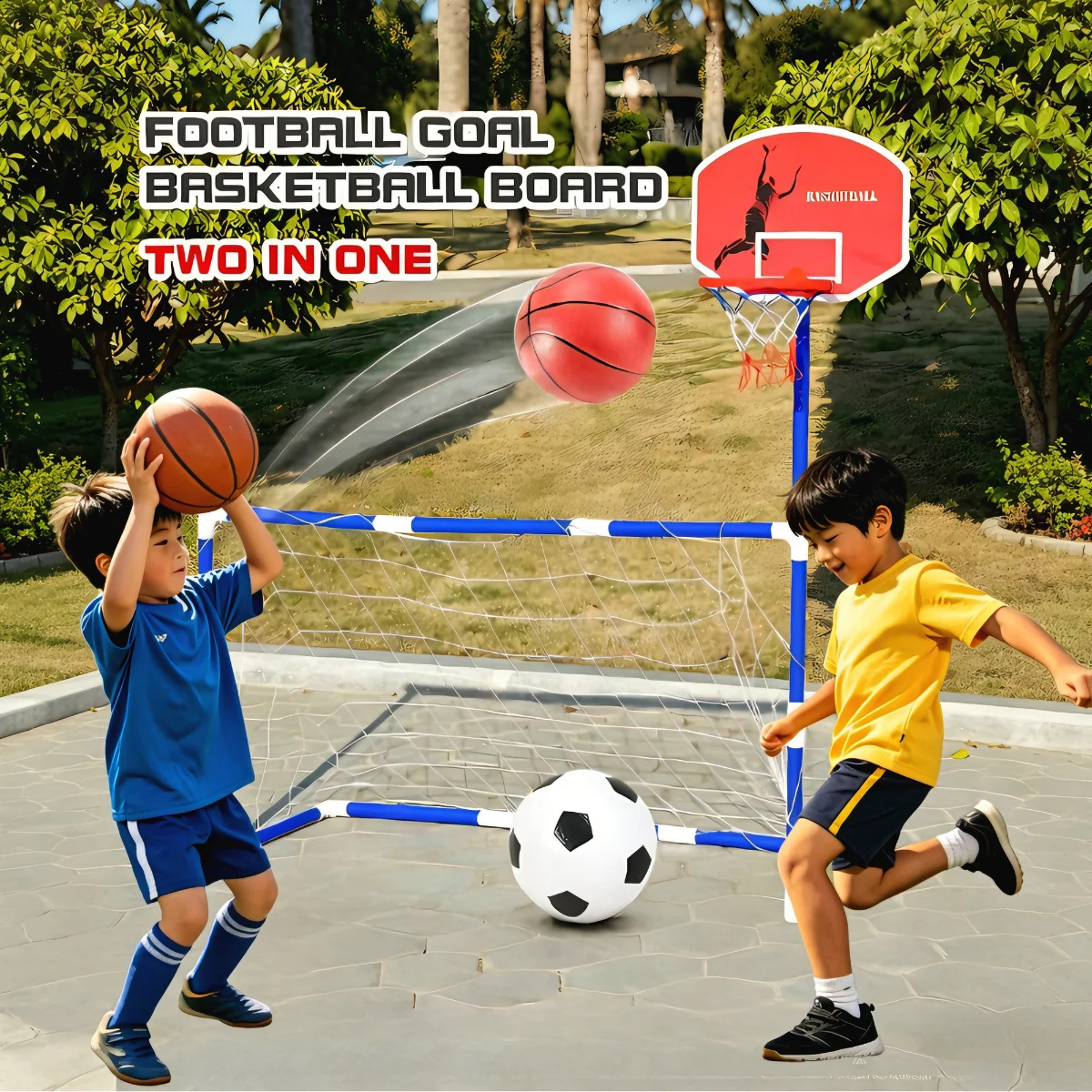 2-in-1 Soccer Goal & Basketball Hoop: Fun Parent-Child Interactive Sports Toys for Kids! Sensory integration training, gift