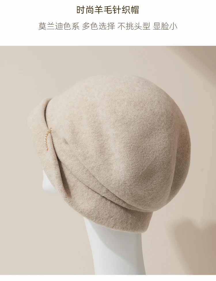 Autumn and winter new flanged wool pile hat knitted wrap head warm ear protection show face hours are still everything