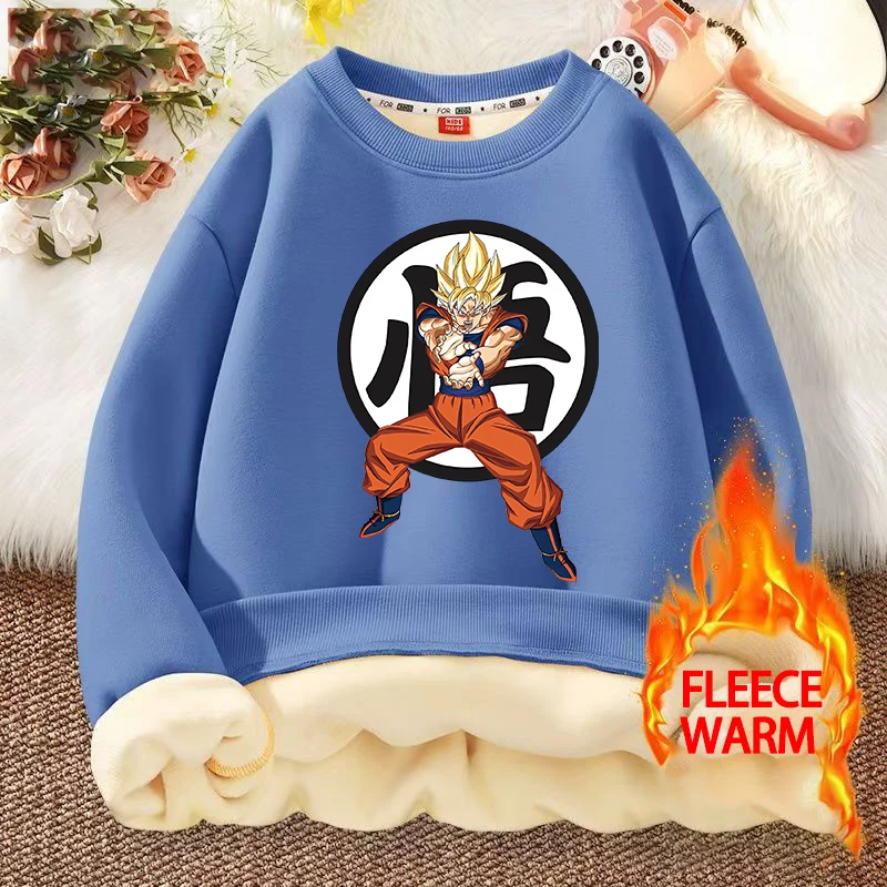 

Dragon Ball Children's Lamb Wool Pullover Hoodies Boys Girls Cartoon Anime Sweatshirt Autumn Winter Warm Flannel Sportswear Tops