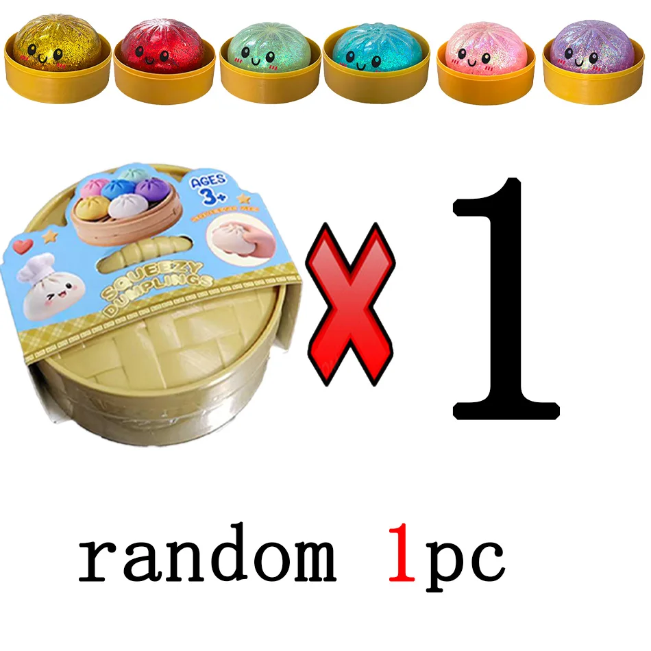 Glitzernde Dumpling Squishies Spielzeug-Box Bun Baozi Dumpling Mystery Box Bunte Lebensmittel-Squishies Sensorisches Fidget-Spielzeug Anti-Stress Quetschbälle