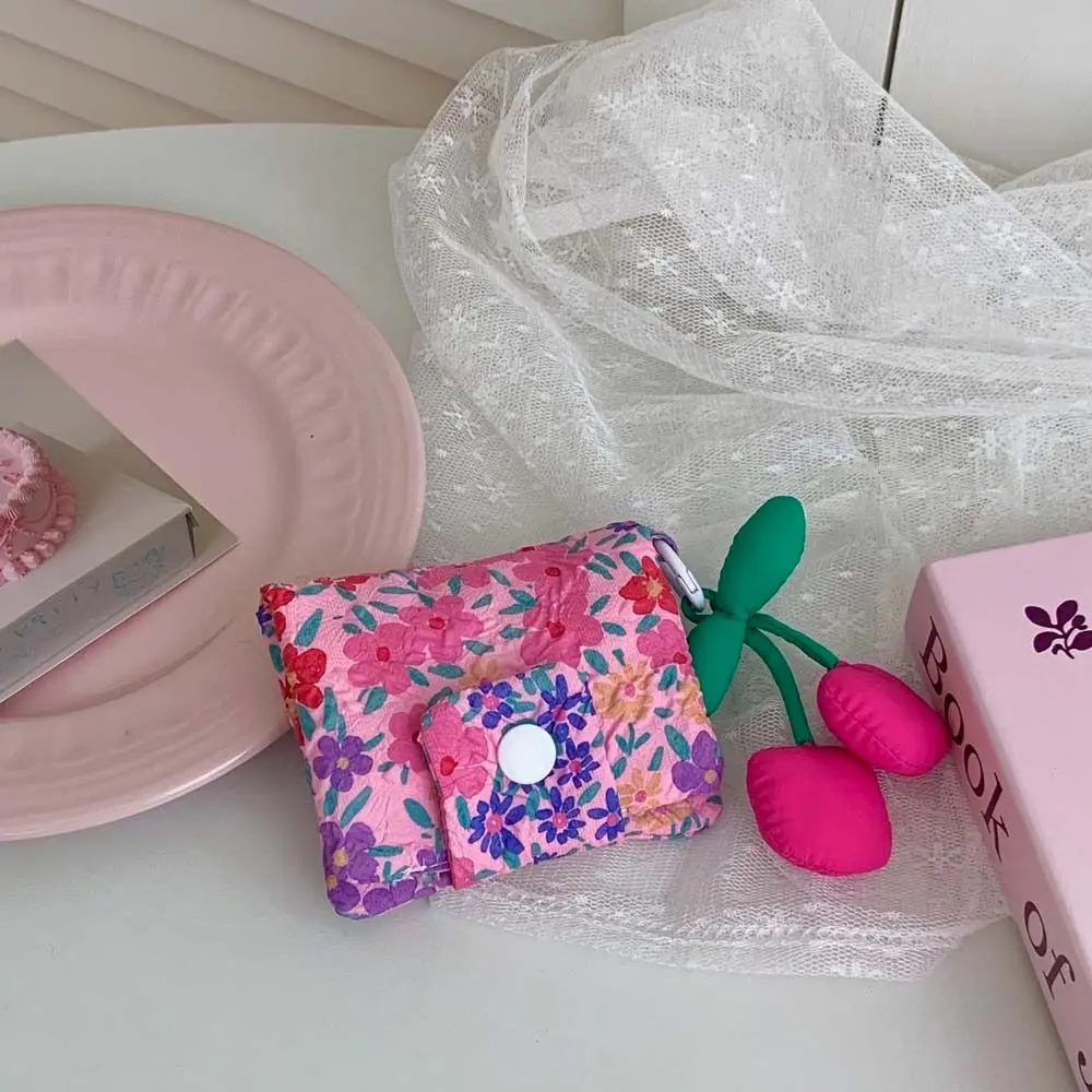 Monedero de flores de lona Simple para mujer, Mini billetera de tela de burbujas de oso, monedero portátil, sobre de tela