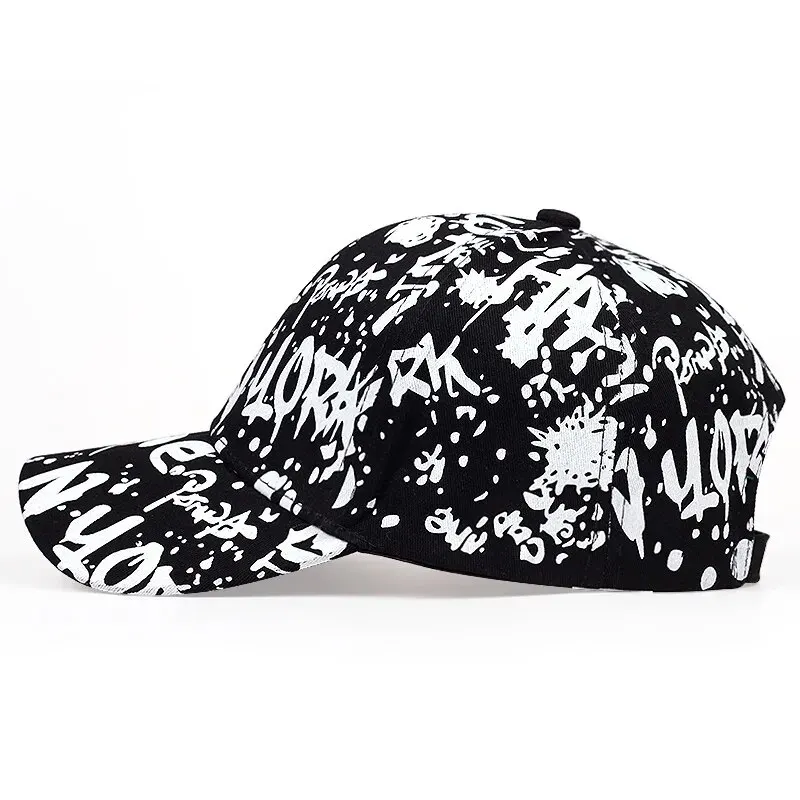 Unisex Letter Graffiti Print Baseball Caps Spring and Autumn Outdoor Adjustable Casual Hats Sunscreen Hat