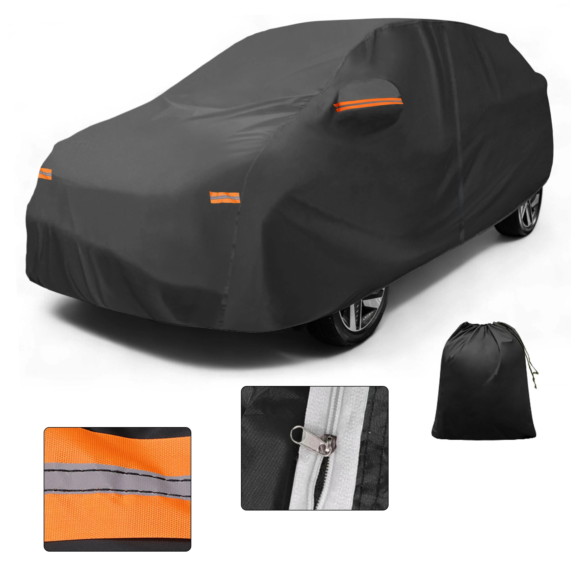 

Motoforti Car Cover Outdoor Waterproof Sun Rain Hail Protection with Left Side Door Zipper 210D-PU for Hyundai Nexo