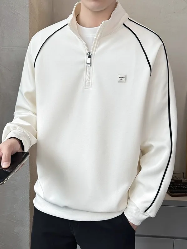

Мужская повседневная толстовка с воротником-стойкой, длинным рукавом, на молнии, свободного кроя, в американском стиле, осенняя модная одежда, верхняя одежда