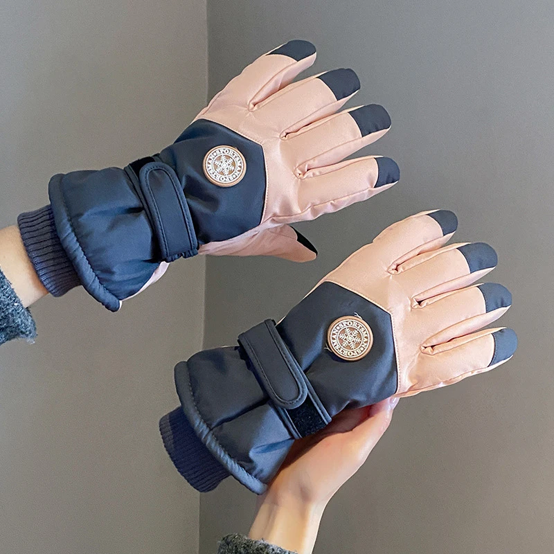قفازات النساء الشتاء الصوف سميكة الدافئة أفخم القطن مقاوم للماء قفازات شاشة اللمس لركوب الخيل في الهواء الطلق قفازات تسلق الجبال #4