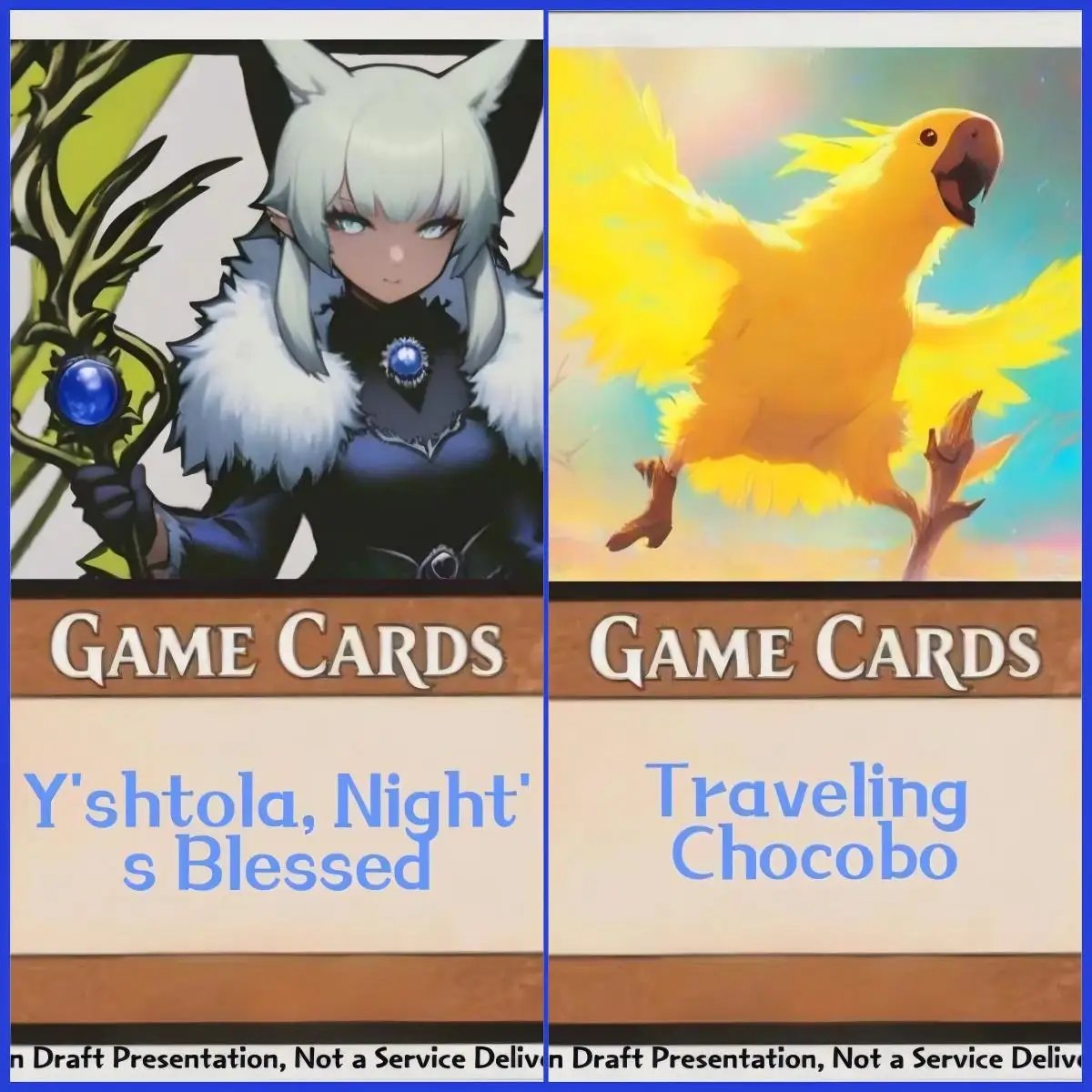 

Selling Foil 24 Gilded Lotus Cloud, Midgar Mercenary Y'shtola, Night's Blessed Traveling Chocobo Wastes..best quality proxy card