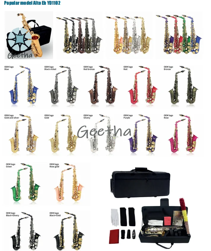 Performa Profesional Saksofon dalam Kunci B Datar Kuningan, Memainkan Alat Musik Tiup Saksofon untuk Pemula Dewasa