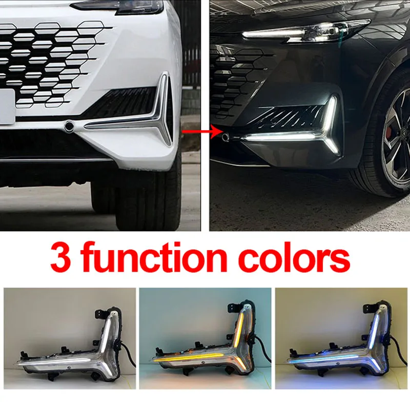 2pcs for Changan UNI-K 2021-2023 Modification Daytime Running Light LED Dynamic Flow Turn Signal Front Fog Unik Accessories